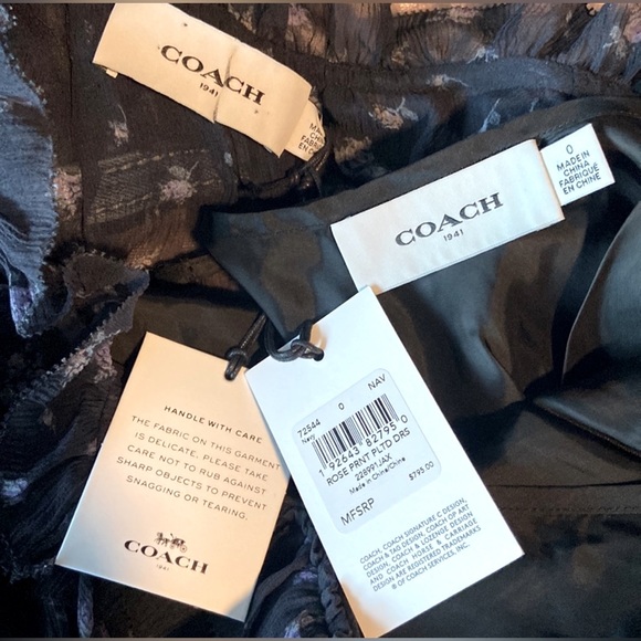 Coach Rose Print Sheer Pleated Dress - Picture 5 of 7